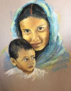 Voir le détail de cette oeuvre: jeune mère marocaine